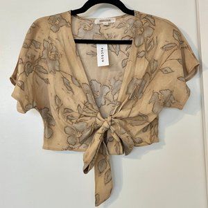 Floral Tie Front Blouse
